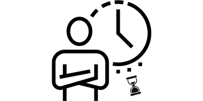 אייקון של דמות ושעון וגם שעון חול קטן